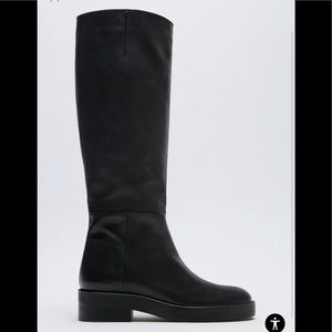 Zara Black Leather Boots NWT Never Worn